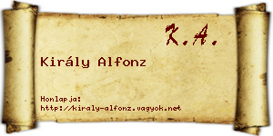 Király Alfonz névjegykártya